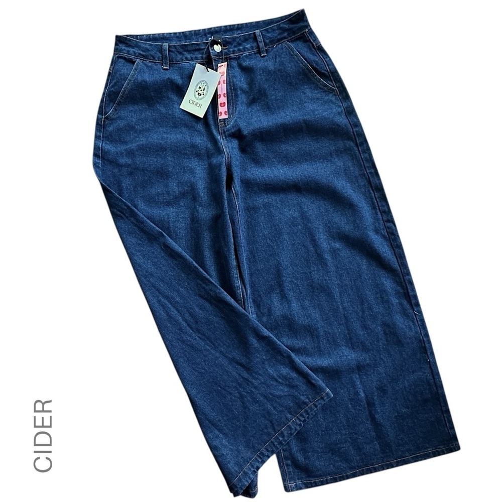 NWT | CIDER WIDE LEG HIGH RISE DARK WASH JEANS | EXTRA LARGE